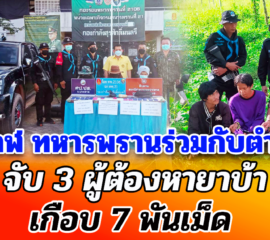 บึงกาฬ ทหารพรานร่วมกับตำรวจจับ 3 ผู้ต้องหายาบ้าเกือบ 7 พันเม็ด